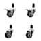 Service Caster 3'' Black Poly Swivel 1-1/2'' Expanding Stem Caster Set 2 Total Lock Brakes, 4PK SCC-EXTTL20S314-PPUB-BLK-2-S-2-112 - alternate 1